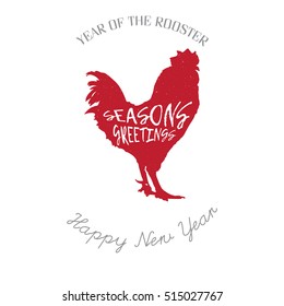 Year of the rooster. Vector design. lettering illustration. Hipster style.