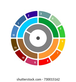 Year round chart with quarter and months. Season blocks with color difference. For infographics, annual reports and other.