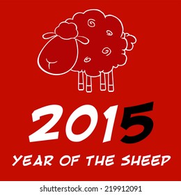 Year Of Sheep 2015 Design Card With Black Number. Vector Illustration