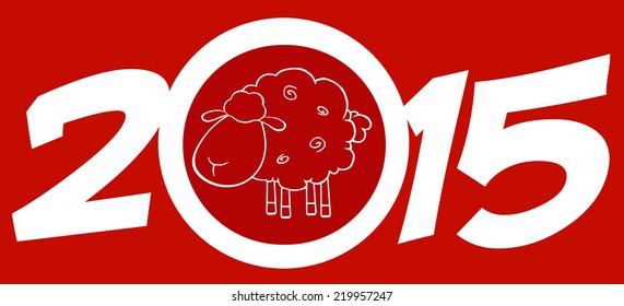 Year Of Sheep 2015 Numbers Design Card With Sheep. Vector Illustration