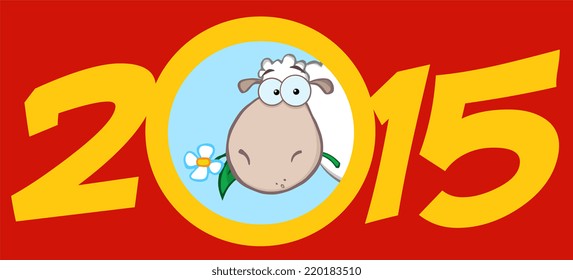 Year Of Sheep 2015 Numbers Design Card With Sheep Head