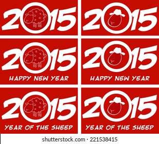 Year Of Sheep 2015 Numbers Design Cards 1. Vector Collection Set