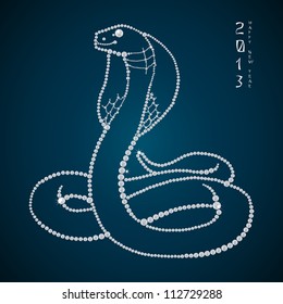 Year of the snake 2013, Vector illustration of seamless  shiny diamond snake, eps 10