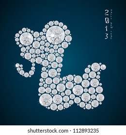Year of the snake 2013, Vector illustration of seamless  shiny diamond snake, eps 10