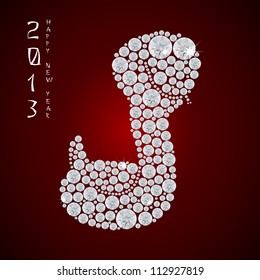 Year of the snake 2013, Vector illustration of seamless  shiny diamond snake, eps 10