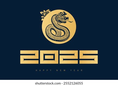 Year of the Snake: Celebrate the Lunar New Year with This Elegant Zodiac Illustration. An Enchanting Representation of the Upcoming Chinese New Year. Perfect for holiday-themed marketing materials.