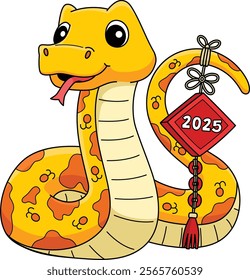 Year of the Snake with Chinese Decoration Clipart