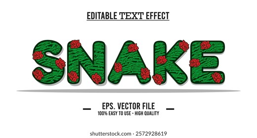 year of the snake, Chinese New Year, snake typography word art illustration, editable text effect, EPS vector file