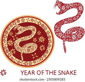 Jahr der Schlange chinesische Neujahr Vektorgrafik. Gut für Banner, Poster, Grußkarte, Party-Karte, Einladung, Vorlage, Werbung, Kampagne und Social Media.