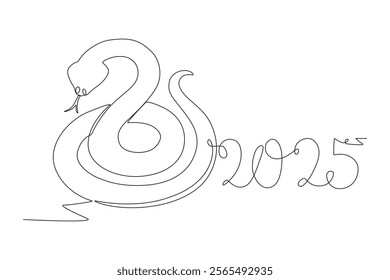 Year of snake concept one-line drawing