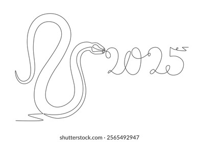 Year of snake concept one-line drawing