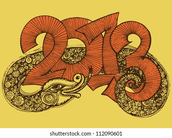 Year of the snake design 2013. Original Vector New Year 2013 card / illustration with place for your text