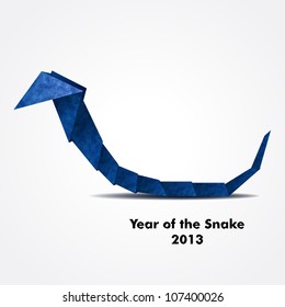 Year of the Snake design. Blue origami snake. EPS10