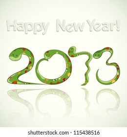 Year of the snake design - data 2013 made from green cartoon snakes on white background - vector illustration