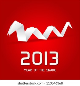 Year of the Snake design origami snake / New Year's Eve greeting card with  origami snake / 2013 Chinese Year of the Snake