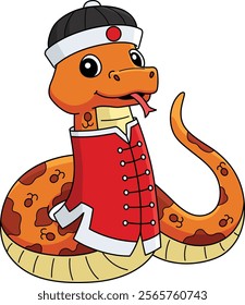 Year of the Snake Dressed Chinese Clothes Clipart