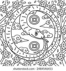 Year of the Snake Forming Yin and Yang Coloring