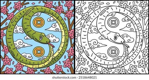 Year of the Snake Forming Yin Yang Illustration