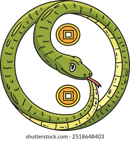 Year of the Snake Forming Yin and Yang Clipart