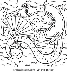 Year of the Snake with Hand Fan Coloring Page 