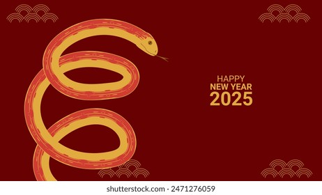 Year of Snake. Happy Chinese New Years Eve 2025. Lunar calendar. Asian style. Banner template postcard poster web design. Vector illustration