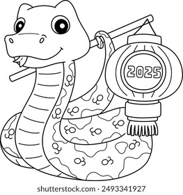 Year of the Snake Holding a Lantern 2025 Isolated 