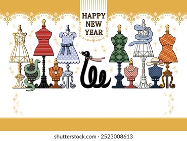 Year of the snake illustration new year's card greeting postcard design material Torso Accessory stand Mannequin