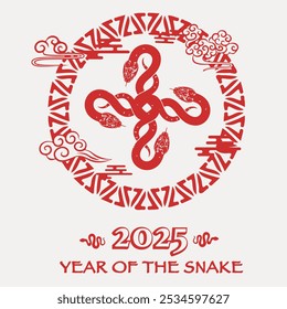 Year of the snake illustration with slogan. Hand drawn snake. Vector graphic design for t-shirt.