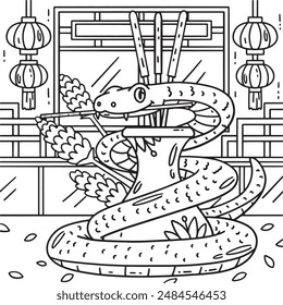 Página para colorear Año de la Serpiente e Incienso