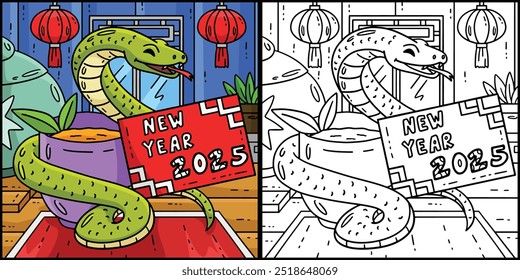 Year of the Snake New Year 2025 Illustration