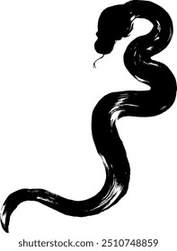 Year of the Snake, New Year material, brush stroke snake silhouette illustration