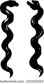 Year of the Snake, New Year material, brush stroke snake silhouette illustration