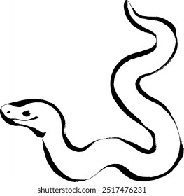 Year of the Snake, New Year material, brush stroke snake illustration
