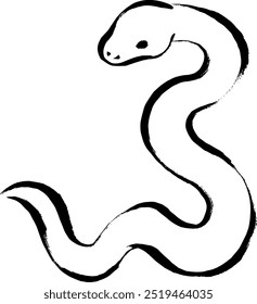 Year of the Snake, New Year material, brush stroke snake illustration
