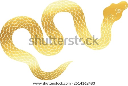 Year of the Snake, New Year material, silhouette illustration of a snake in gold
