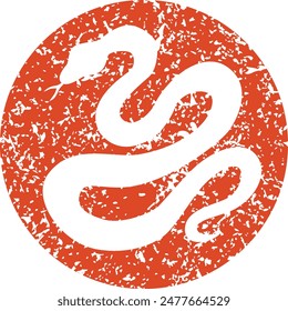 Year of the snake stamp isolated on white background