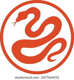 Year of the snake stamp isolated on white background