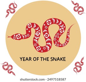 year of the snake vector illustration. 
Good for banner, poster, greeting card, party card, invitation, template, advertising, campaign, and social media. 
