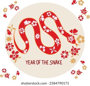 Year of the snake vector illustration. Good for banner, poster, greeting card, party card, invitation, template, advertising, campaign, and social media.
