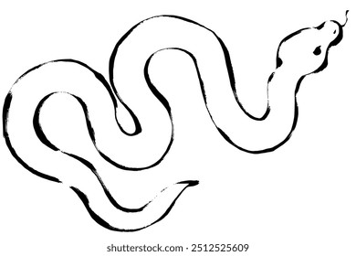 Ano da Ilustração da Serpente de Material_Brush-Stroke do Ano Novo
