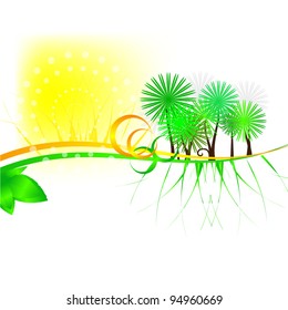 year solar background with palm trees