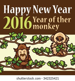 Year of ther monkey 2016. Happy New Year 