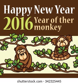 Year of ther monkey 2016. Happy New Year 