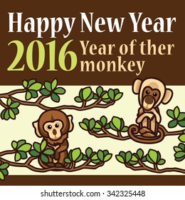 Year of ther monkey 2016. Happy New Year 