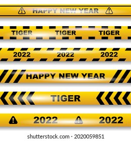 Jahr des Tiger 2022. Vorsichtsband. Vektorgrafik.