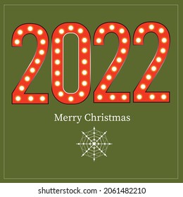 The Year of the Tiger is 2022. Illustrations for printing. Orange numbers. Vector printing. Calendar background. Happy New Year greeting card. Printing documents. Happy New Year. Olive color.