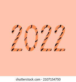 Year of the tiger 2022 vector illustration. Typography and hand drawn lettering. Banner of the new year in flat style.