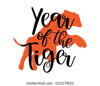 Year of the Tiger Chinese New Year Quotes Lettering Greeting Card with Artwork on white Background