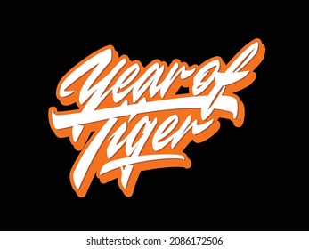 Year of Tiger vector lettering design element