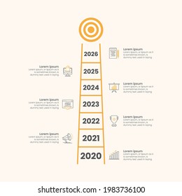 Escala de tiempo de año con diseño de escalera opciones creativas y de varios iconos aquí